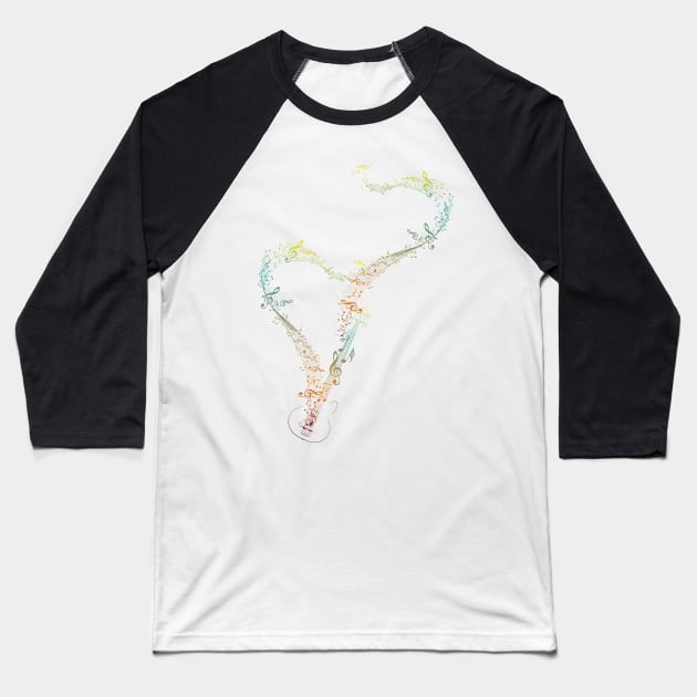 Guitar and flowing Music Notes Baseball T-Shirt by AnnArtshock